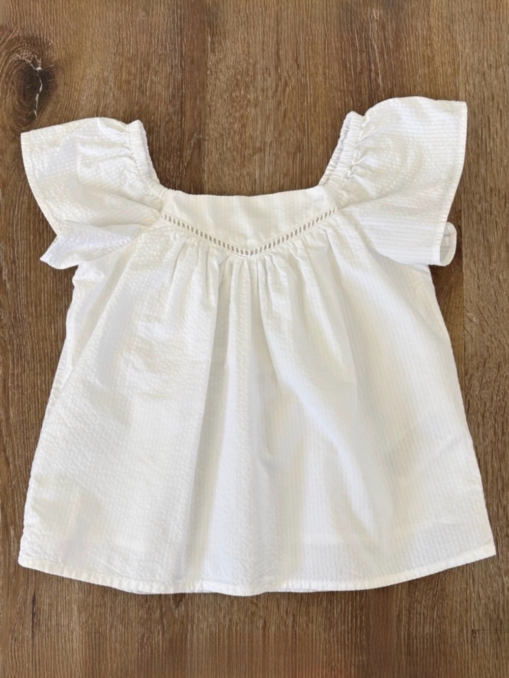 Janie and Jack NWOT Flutter Sleeve Cotton Seersucker White Top  Sz: 4T| Summer